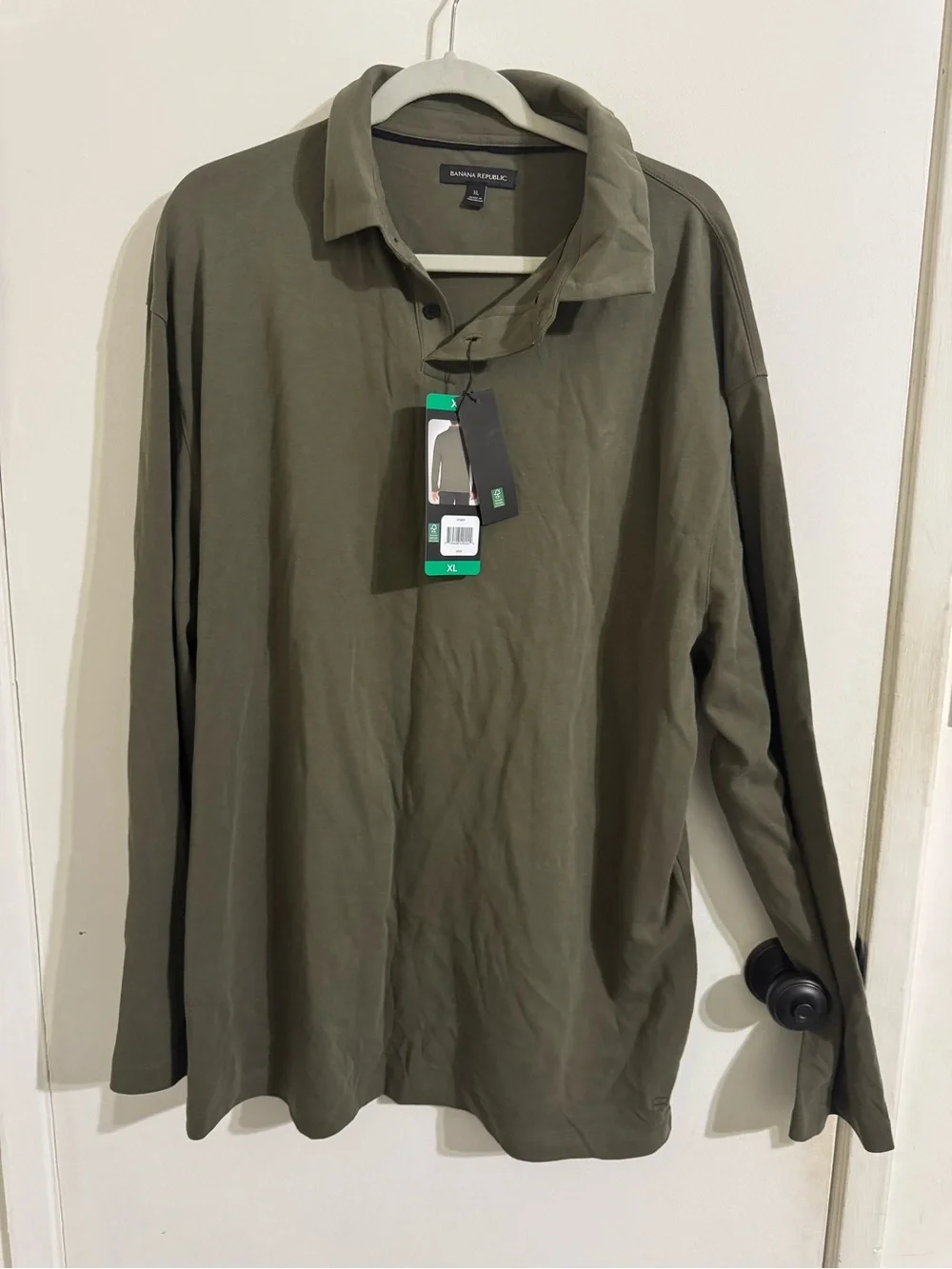 Banana Republic Olive Green Long-Sleeve Polo